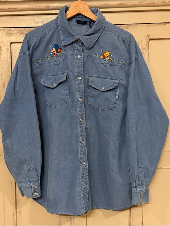 Disney Tops - Vintage Disney Winnie the Pooh Blue  Embroidered Corduroy Button Down‎ XL